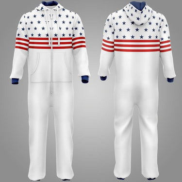 Stars and Bars Onesie Adult Onesie Greater Half Onesie X-Large
